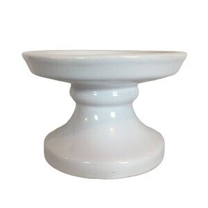Pottery Barn White Ceramic Pillar Candle Stand Modern 6H X 9W